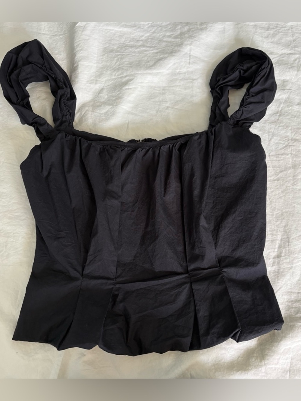 Lioness Black Cotton Square Neck Sleeveless Ruffle Corset Zip Top